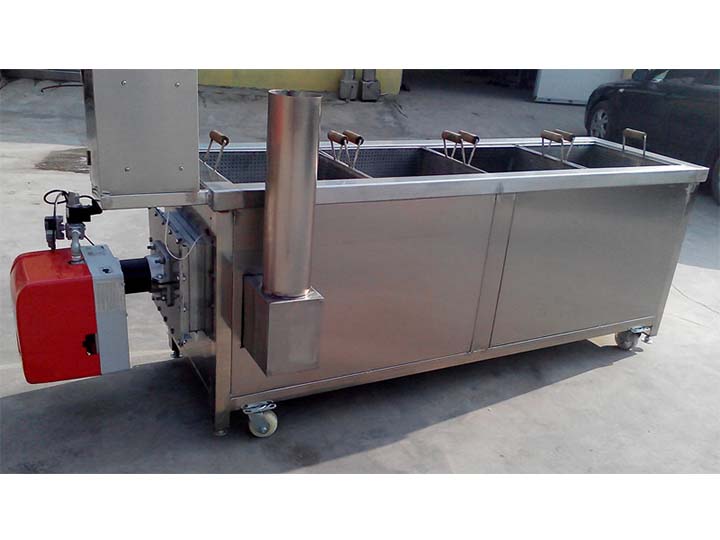 Snack food batch fryer in packaging