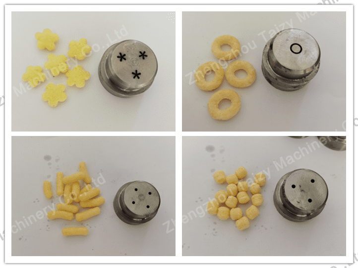 several molds and products of corn puff extruder 1