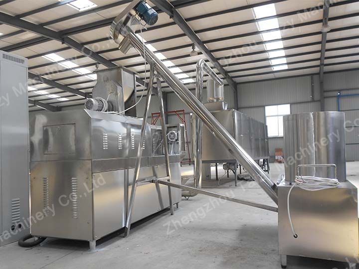 Twin screw corn extruder machine with conveyor and mixer machine