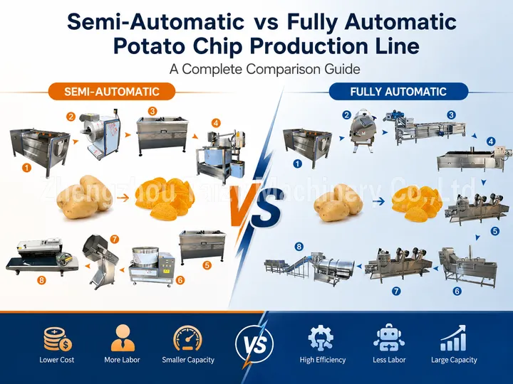 Semi-vs-automatic-potato-chip-processing-line