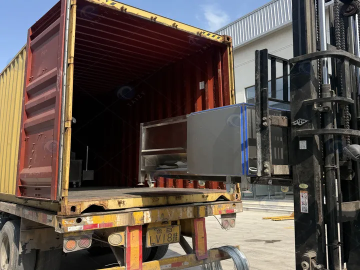 French Fries Production Line Shipped To Palestine 13 Loading the potato brush washing machine