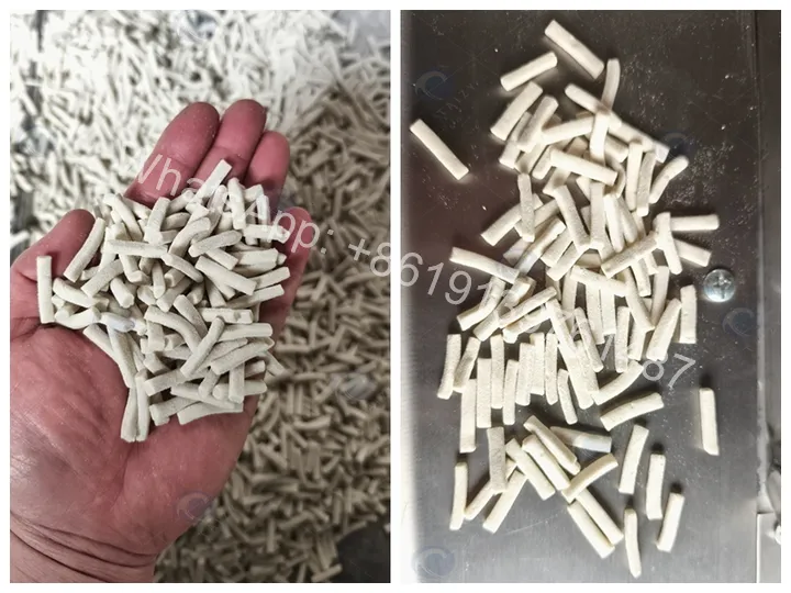 Chin chin cutter is being tested for the customer before shipment.